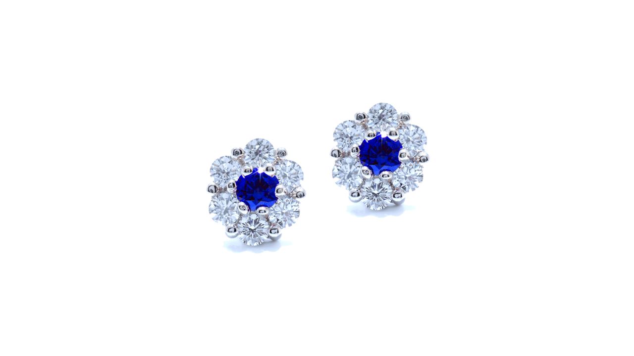 35313 - Diamond and Blue Sapphire Earrings at Ascot Diamonds