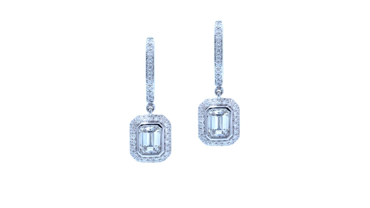 41825 - Pavé-set Emerald Cut Diamond Drop Earrings 1.31 ct. tw. (in 18k white gold) at Ascot Diamonds