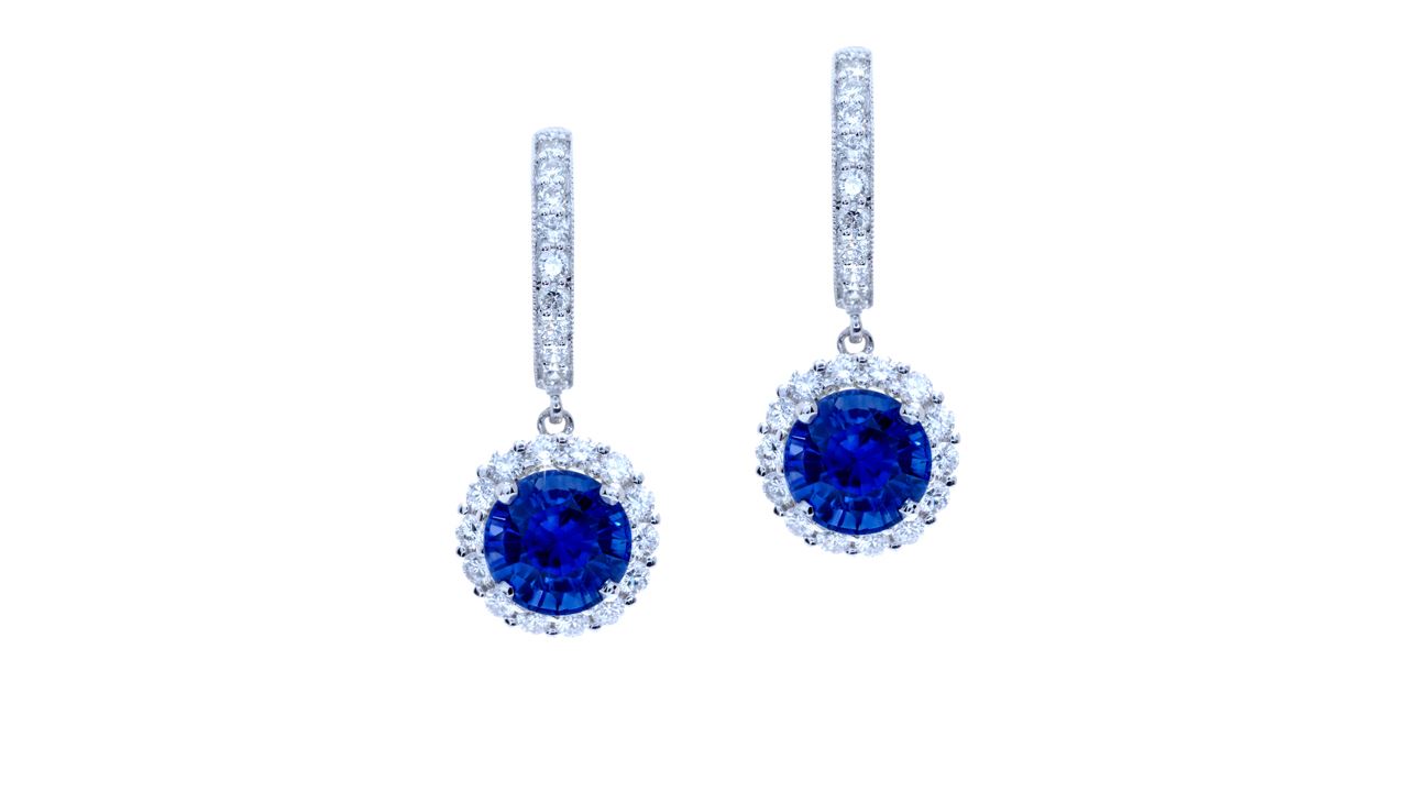 ja1310 - Catherine Ryder© Blue Sapphire and Diamond Drop Earrings 3.31 ct. tw. (in 18k white gold) at Ascot Diamonds