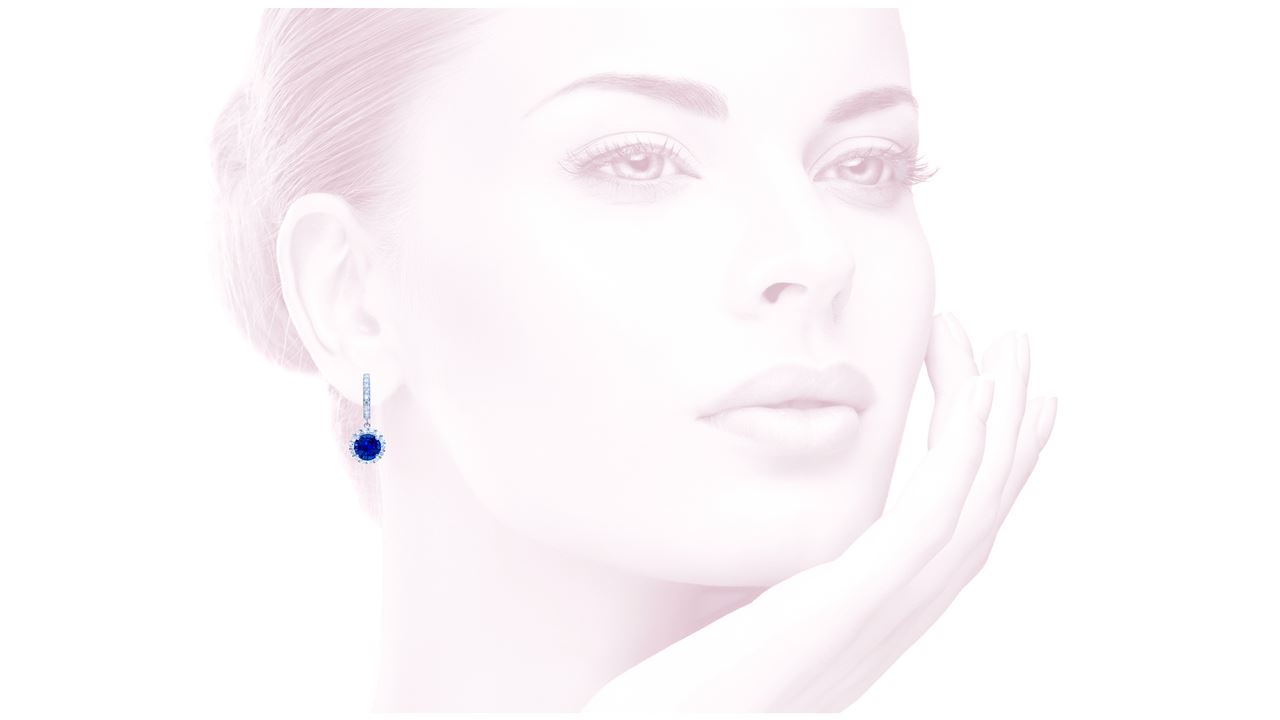 ja1310 - Catherine Ryder© Blue Sapphire and Diamond Drop Earrings 3.31 ct. tw. (in 18k white gold) at Ascot Diamonds