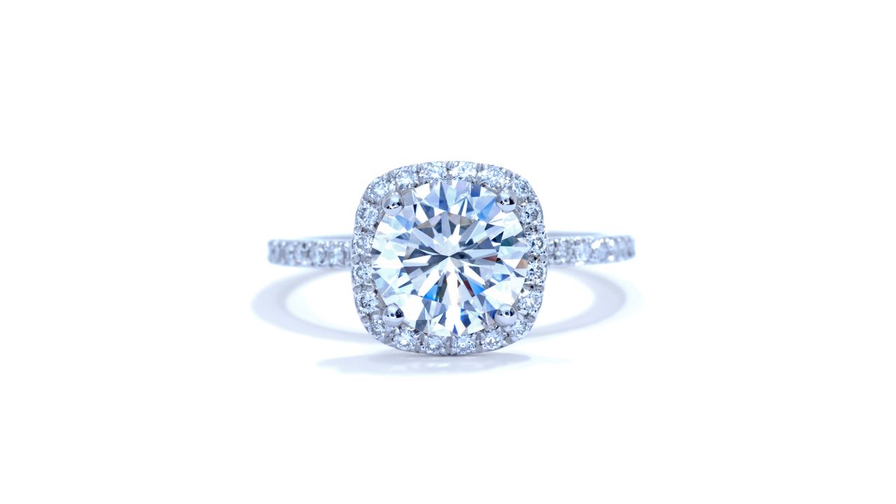 ja1498 - French-Set Halo Cushion Diamond Ring  at Ascot Diamonds