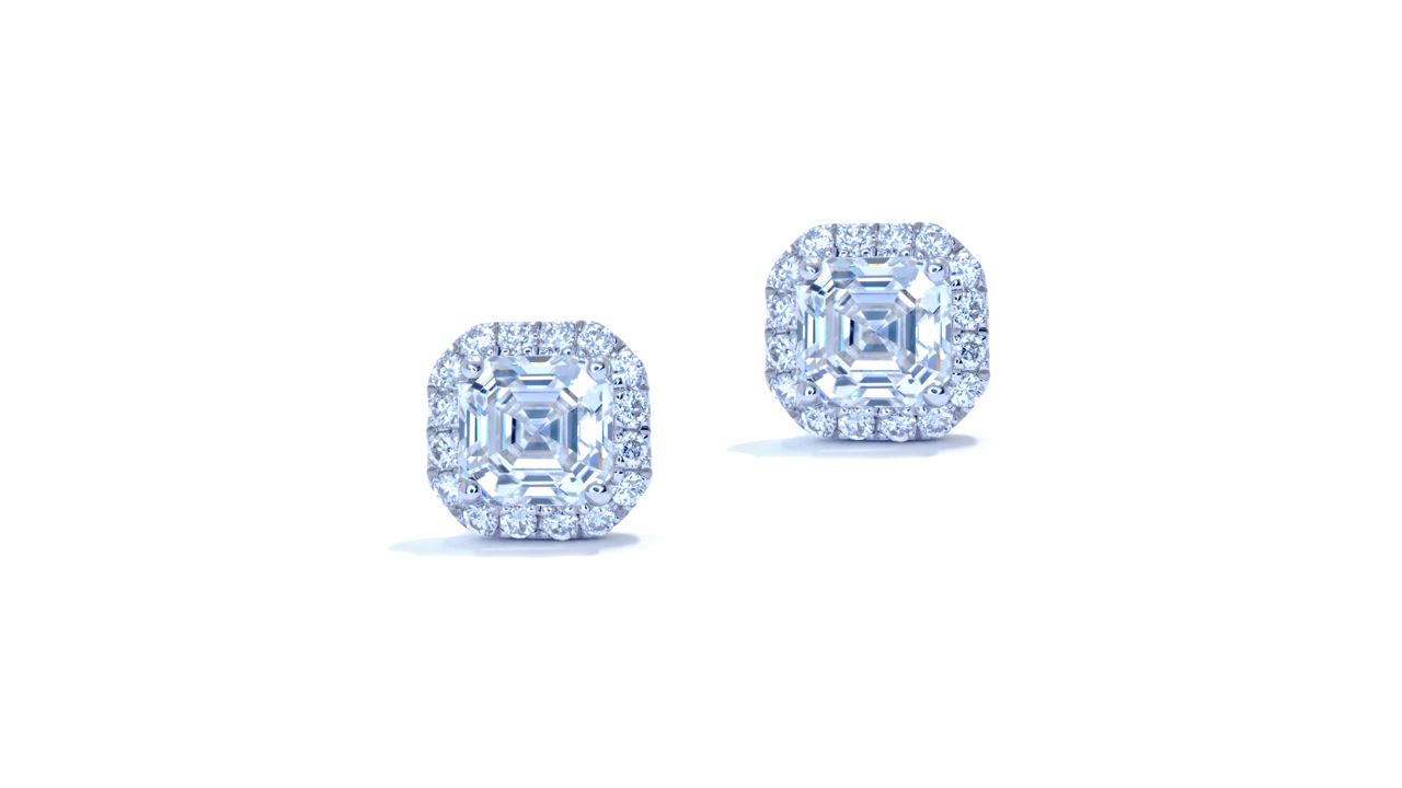 ja1886 - Asscher Diamond Halo Earrings 1.36 ct tw at Ascot Diamonds