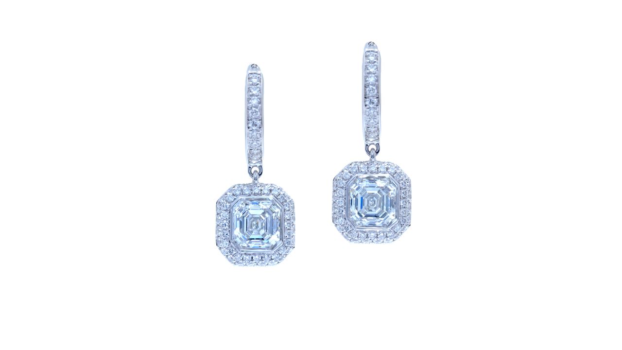 ja2547 - Pavé-Set Asscher Cut Diamond Drop Earrings 2.40 ct. tw. (in 18k white gold) at Ascot Diamonds