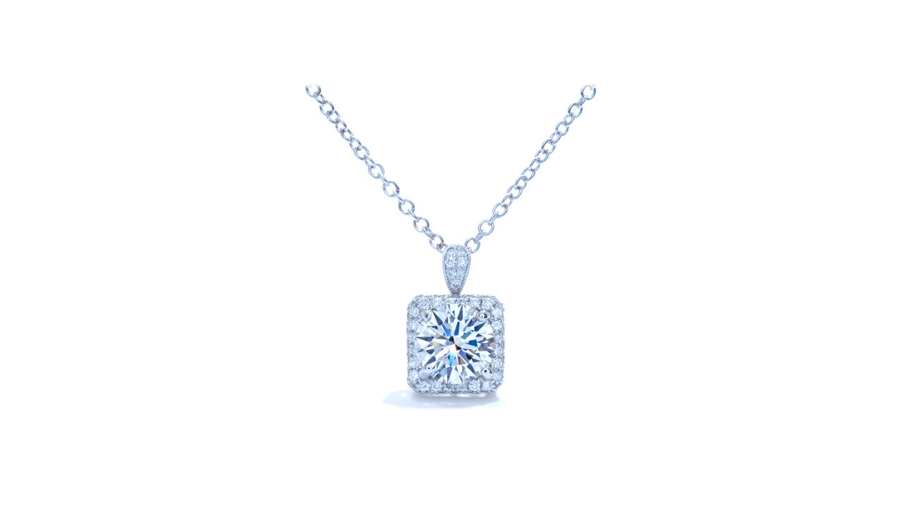 ja2650 - Cushion Halo Diamond Pendant 1/4 ct. tw. (in 18k White Gold) at Ascot Diamonds