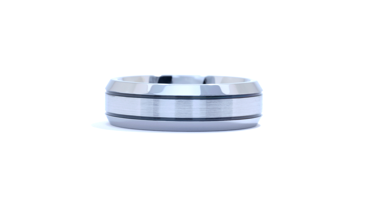 ja3694 - Men's Cobalt Blackened Stripes Wedding Ring at Ascot Diamonds