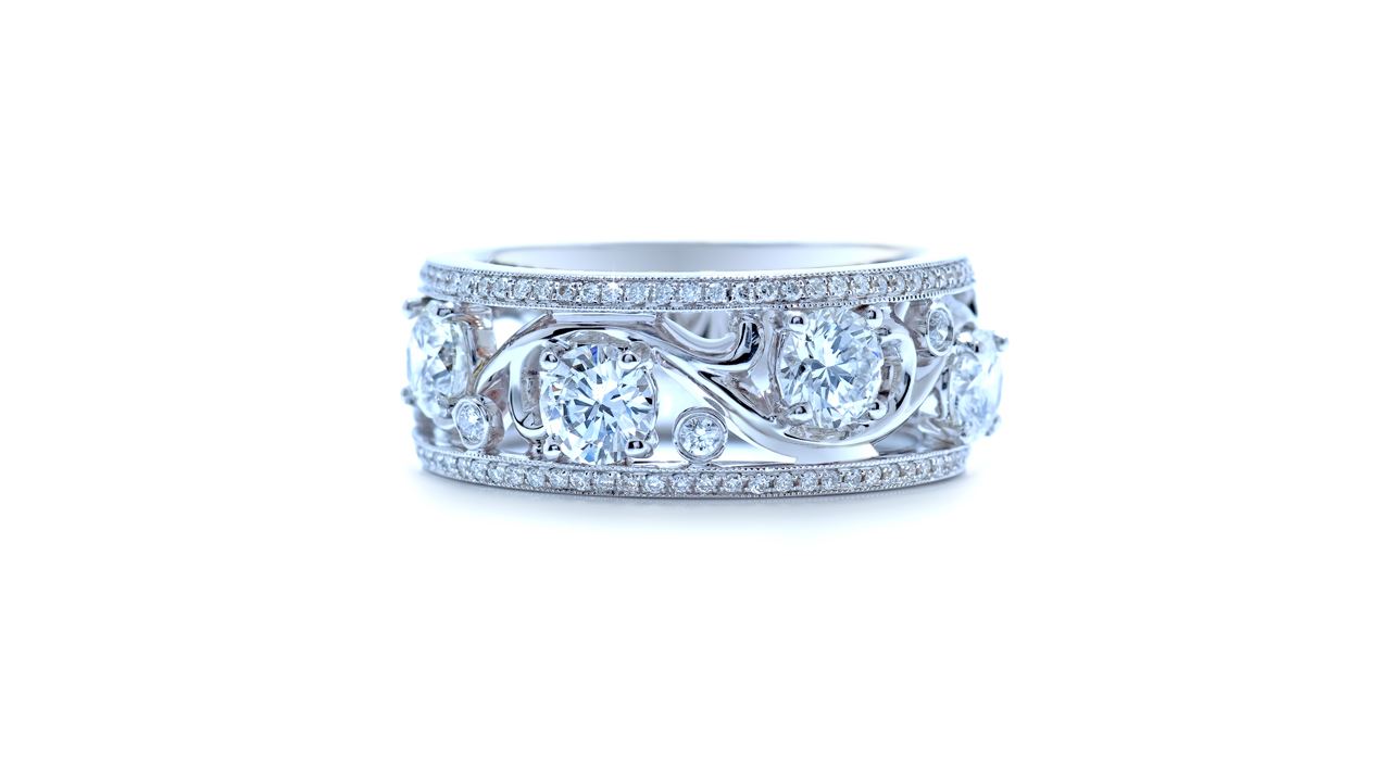 ja4524 - Custom Vintage Wide Diamond Wedding Ring at Ascot Diamonds