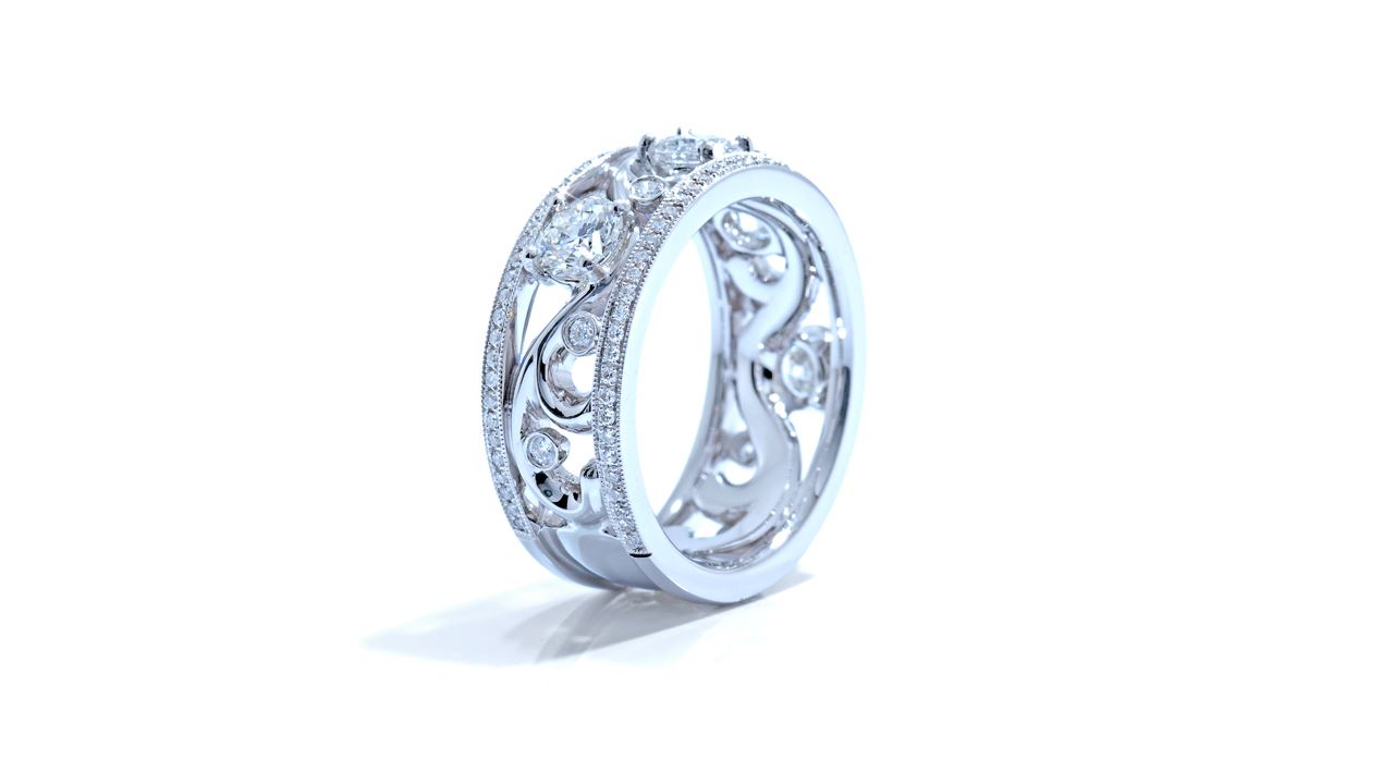 ja4524 - Custom Vintage Wide Diamond Wedding Ring at Ascot Diamonds