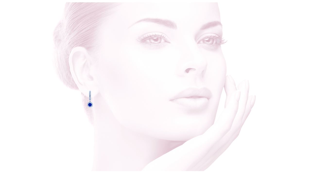 ja4621 - Blue Sapphire and Diamond Drop Earrings  at Ascot Diamonds