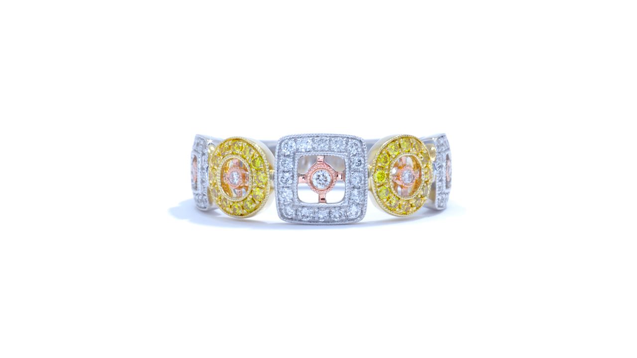 ja4713 - Art-deco Fancy Color Diamond Band 0.43 ct. tw. (18k white, rose and yellow gold) at Ascot Diamonds