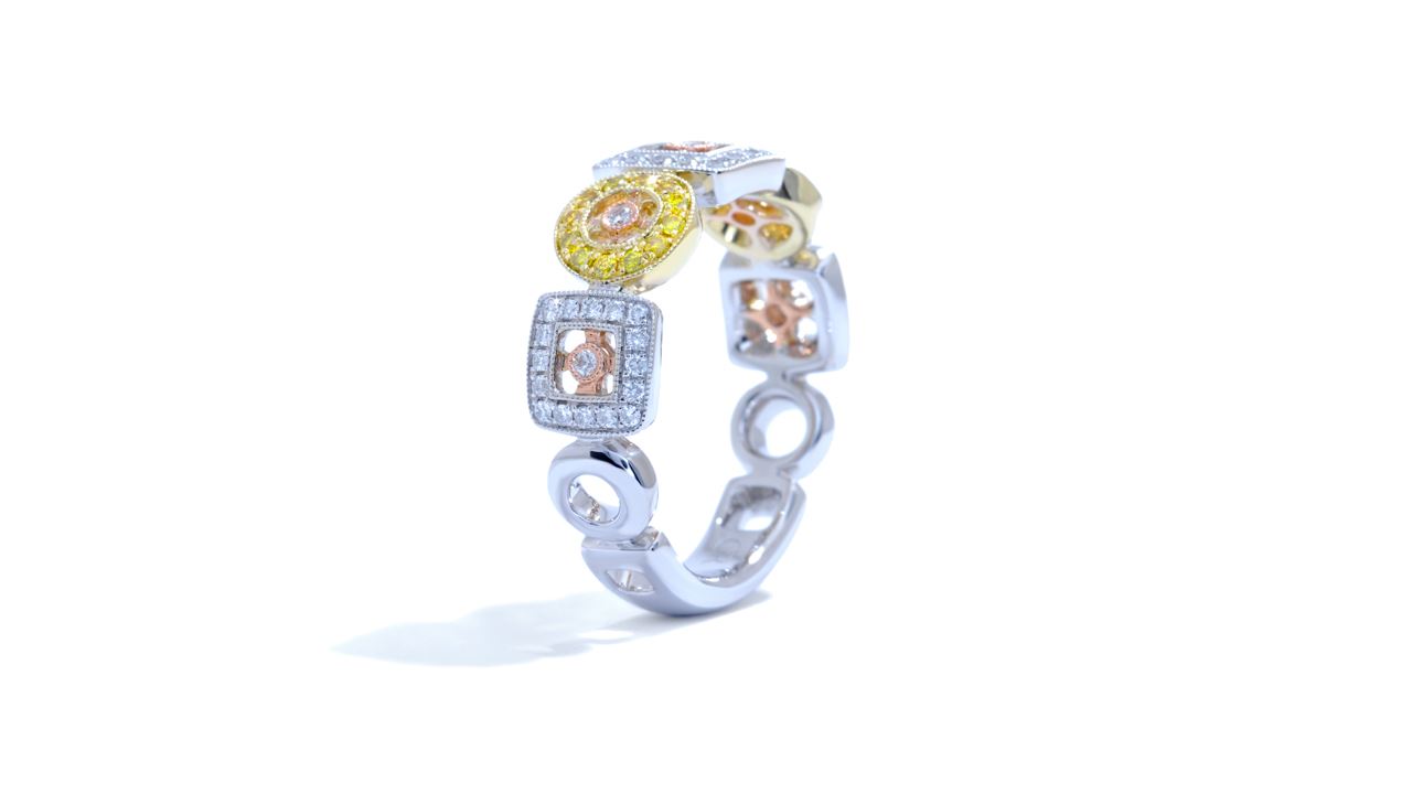 ja4713 - Art-deco Fancy Color Diamond Band 0.43 ct. tw. (18k white, rose and yellow gold) at Ascot Diamonds
