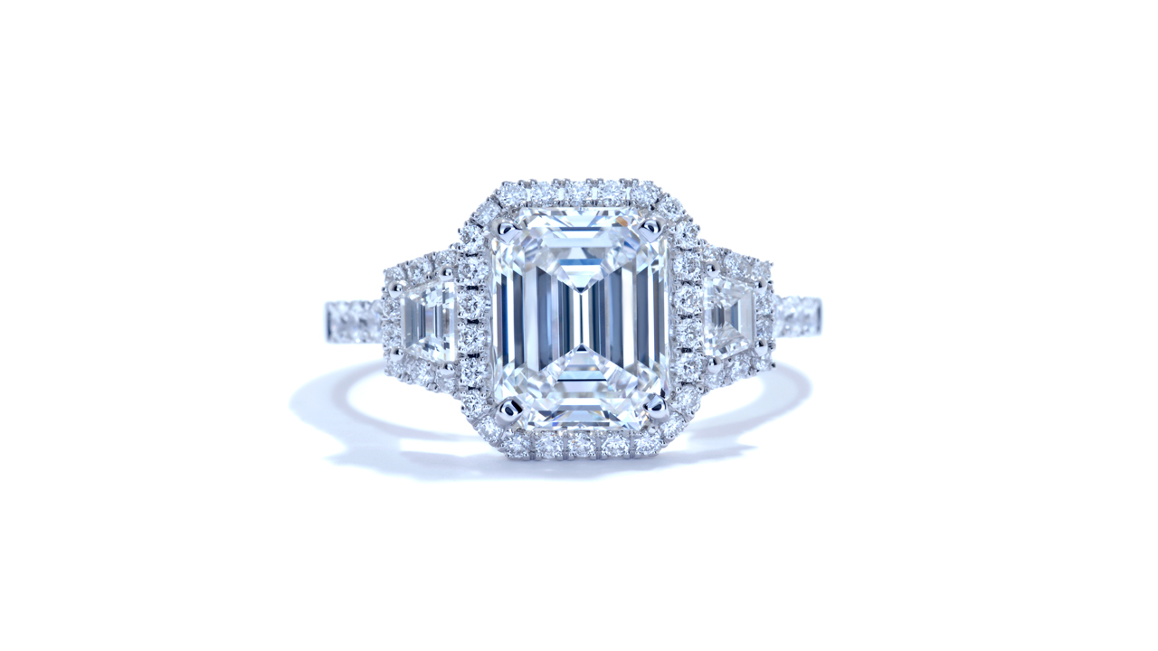 ja5262_d3295 - Three-Stone Halo Diamond Engagement Ring at Ascot Diamonds
