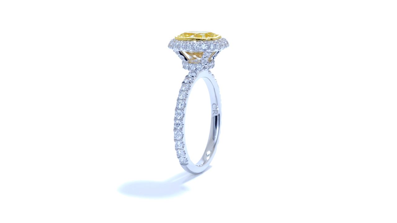 ja5406_d2912a - Cushion Halo Yellow Diamond Engagement Ring at Ascot Diamonds