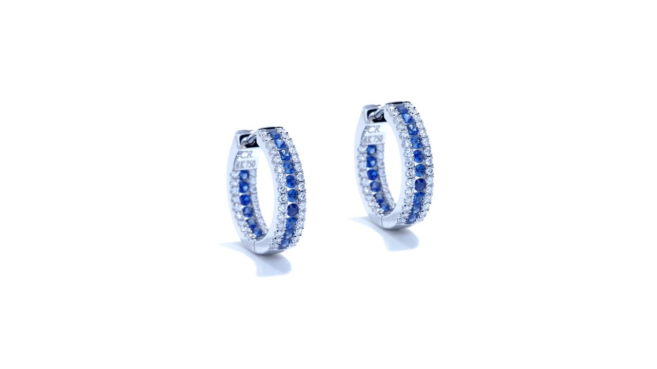 ja5441 - Diamond and Sapphire Hoop Earrings  at Ascot Diamonds