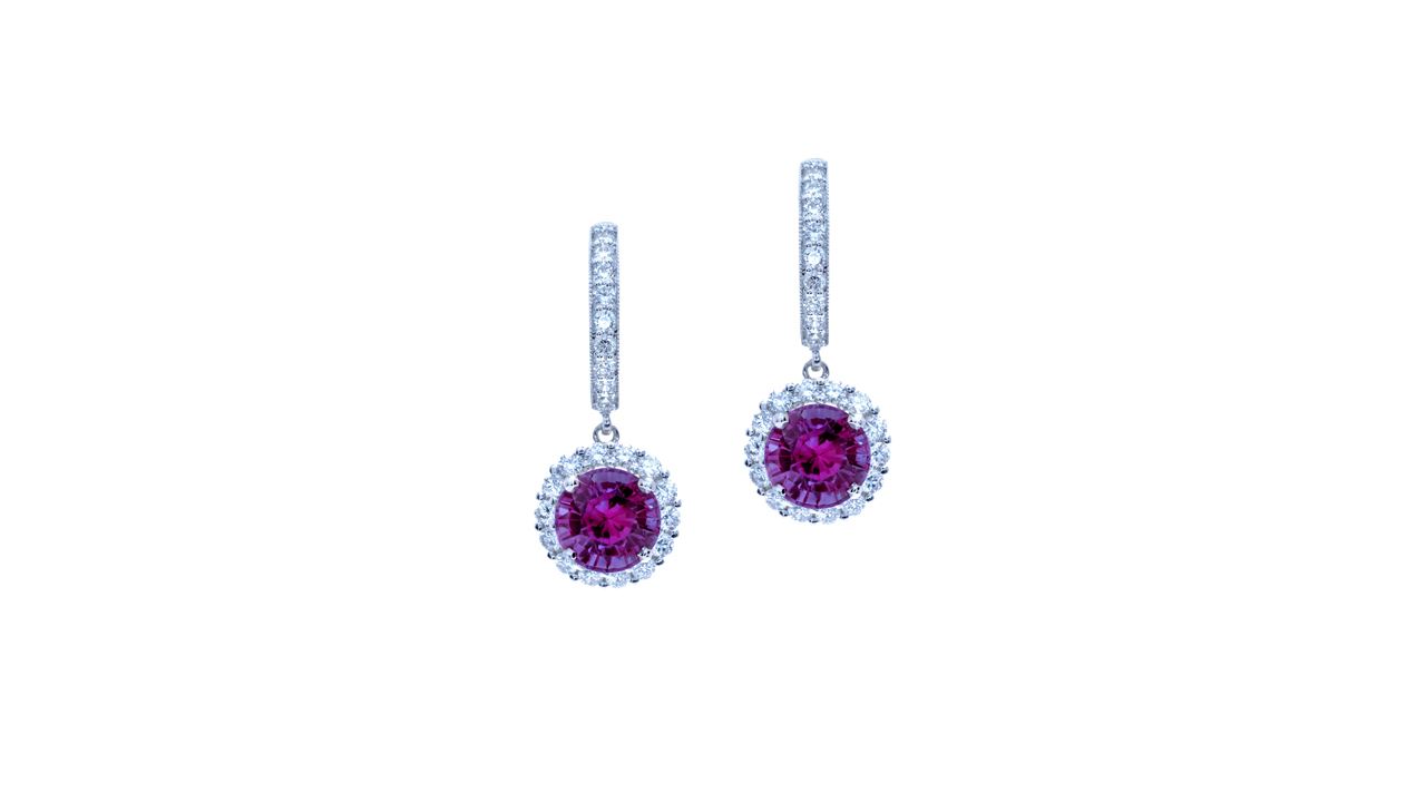 ja5940 - Round Amethyst and Diamond Drop Earrings at Ascot Diamonds