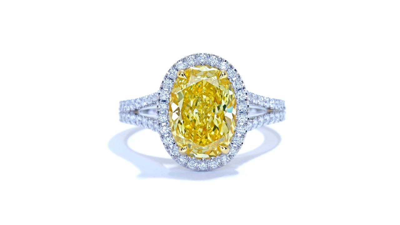ja6446_d4371 - Oval Halo Split Diamond Band Engagement Ring at Ascot Diamonds