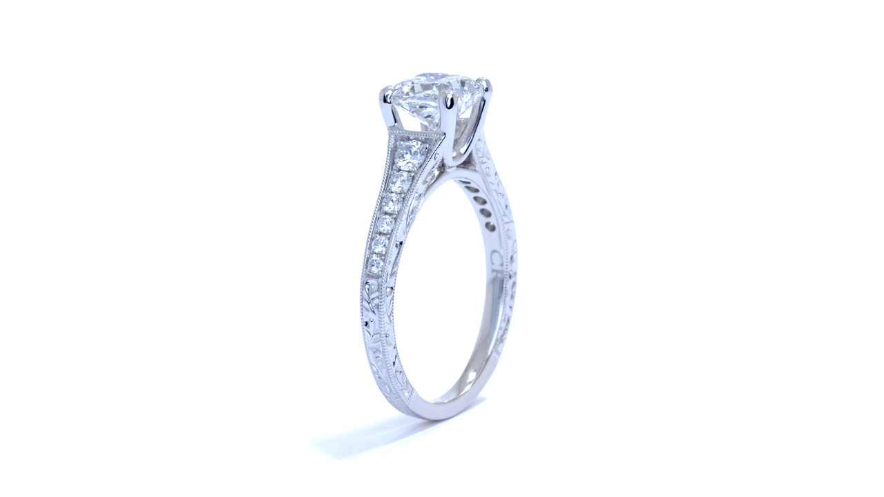 ja6491_d3384 - Vintage Hand Engraved Diamond Engagement Ring at Ascot Diamonds
