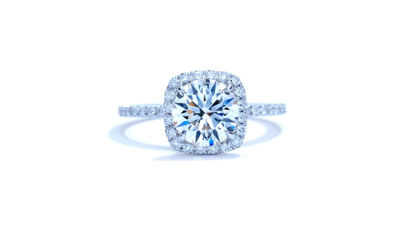 ja6657_d4770 - French-Set Cushion Halo Diamond Band Engagement Ring at Ascot Diamonds