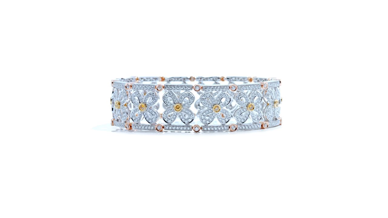 ja6748 - Floral Design Wide Diamond Bracelet at Ascot Diamonds