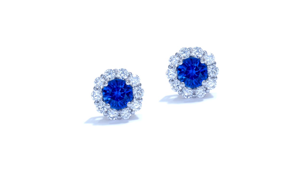 ja7089 - Round Halo Diamond Earrings 0.90 ct. tw. (in 18k white gold) at Ascot Diamonds