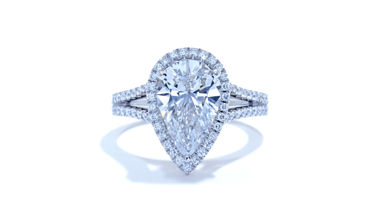ja7488_d4926 - Pear Shaped Halo Split Diamond Band Engagement Ring at Ascot Diamonds