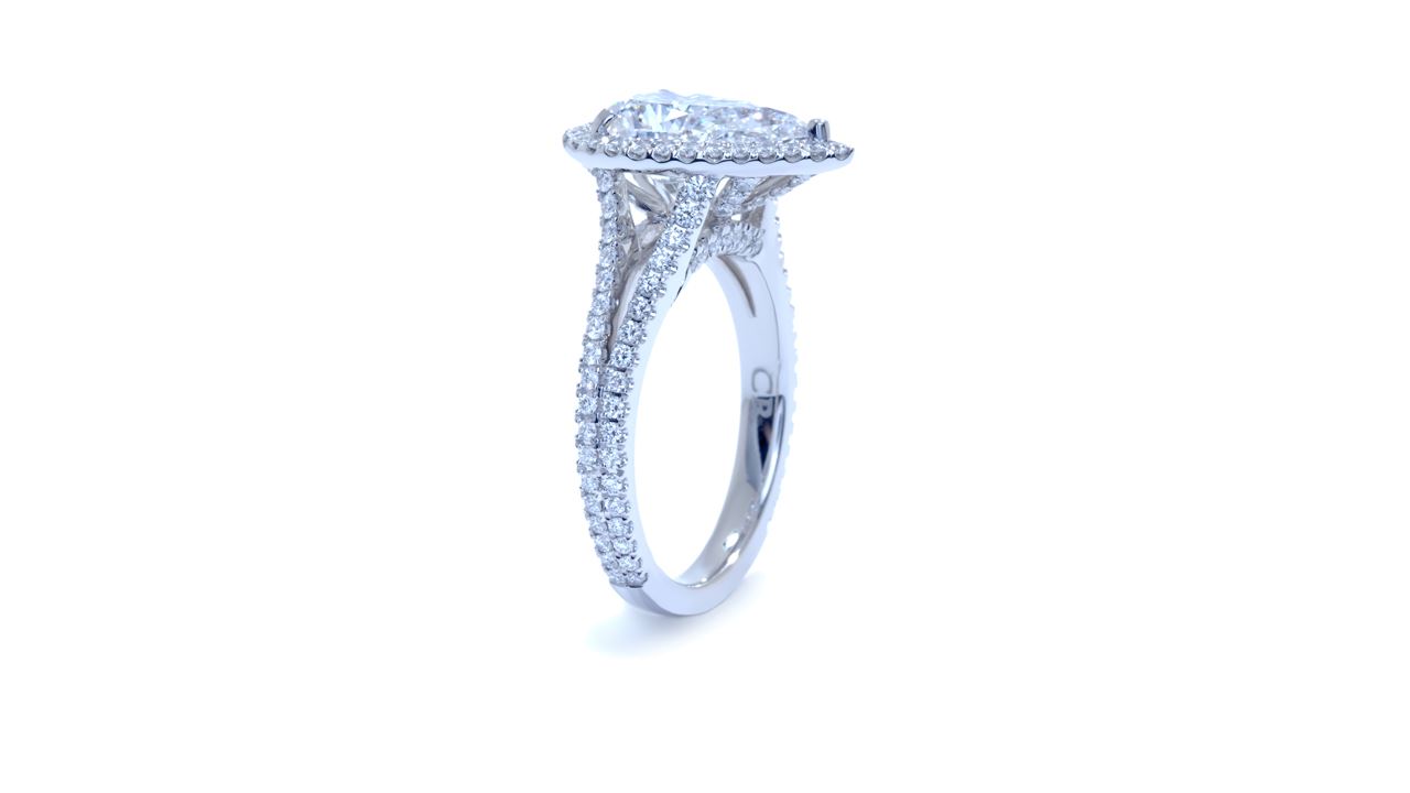 ja7488_d4926 - Pear Shaped Halo Split Diamond Band Engagement Ring at Ascot Diamonds