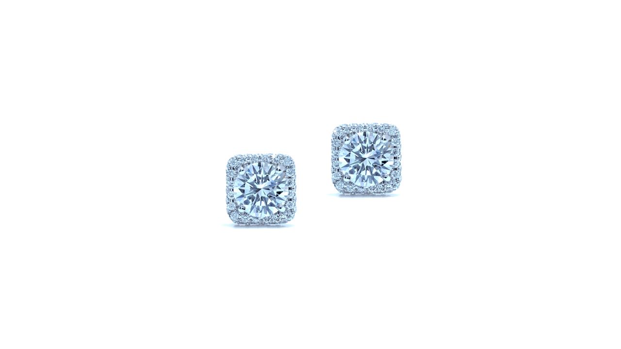 ja7874 - Cushion Shaped Halo Diamond Earrings  at Ascot Diamonds