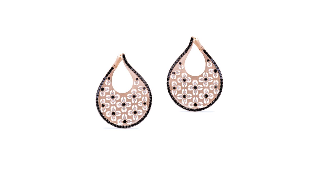 ja8077 - Catherine Ryder© Fine Black and White Diamonds Earrings 2.20 ct. tw. (in 18k rose gold) at Ascot Diamonds