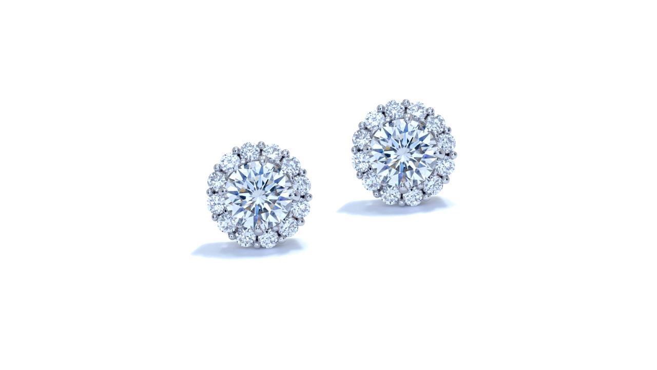 ja8149 - Round Halo Diamond Earrings (in 18k white gold) at Ascot Diamonds