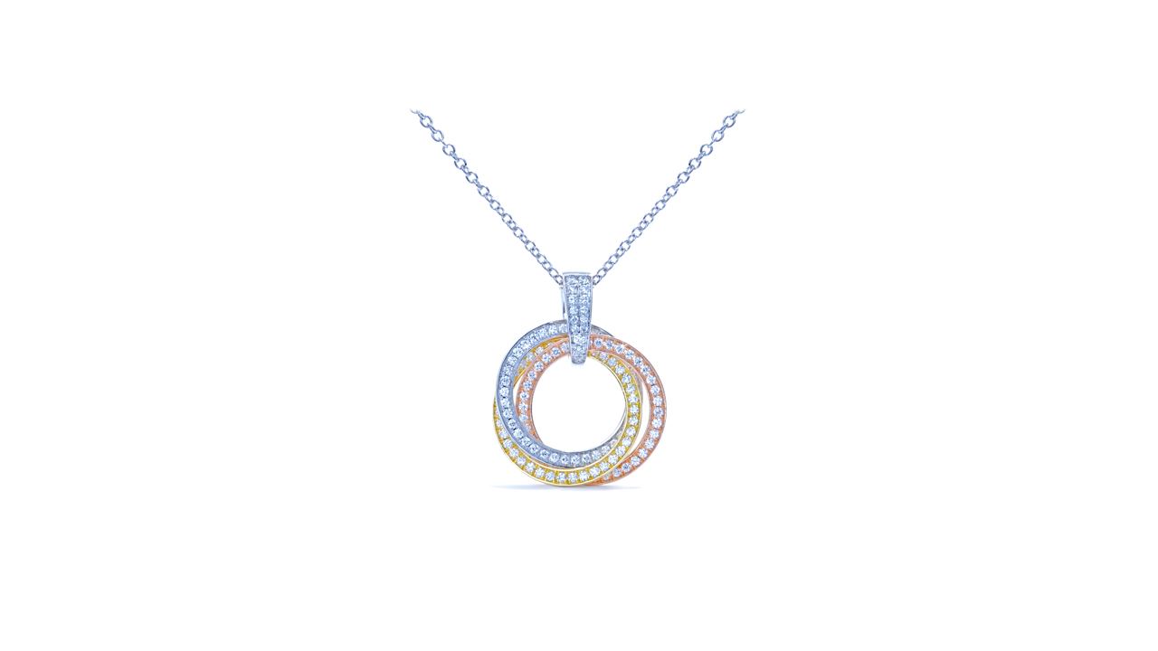 ja8240 - Three-Tone Interlocking Circles Diamond Pendant at Ascot Diamonds