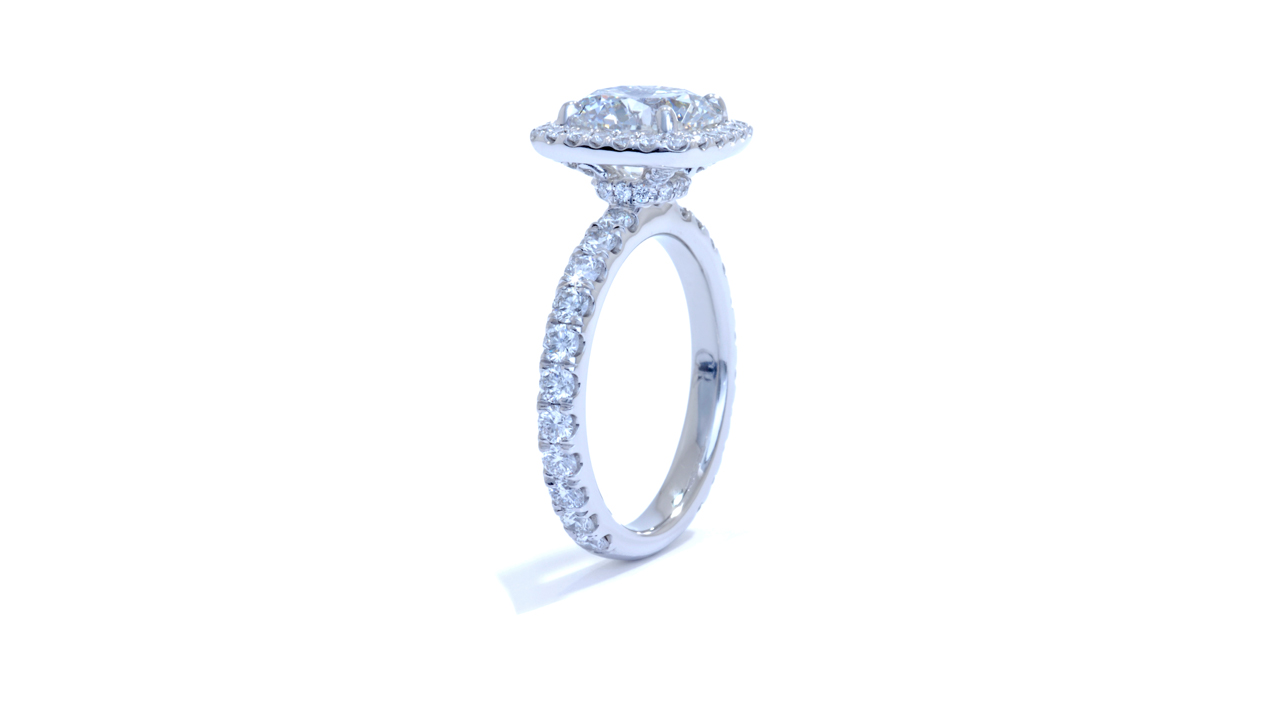 ja8449_d5366 - Platinum Cushion Style Halo Diamond Engagement Ring at Ascot Diamonds