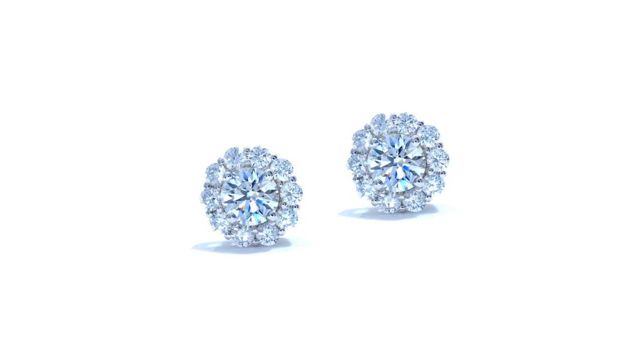 ja8476 - Round Halo Diamond Earrings 0.81 ct. tw. (in 18k white gold) at Ascot Diamonds