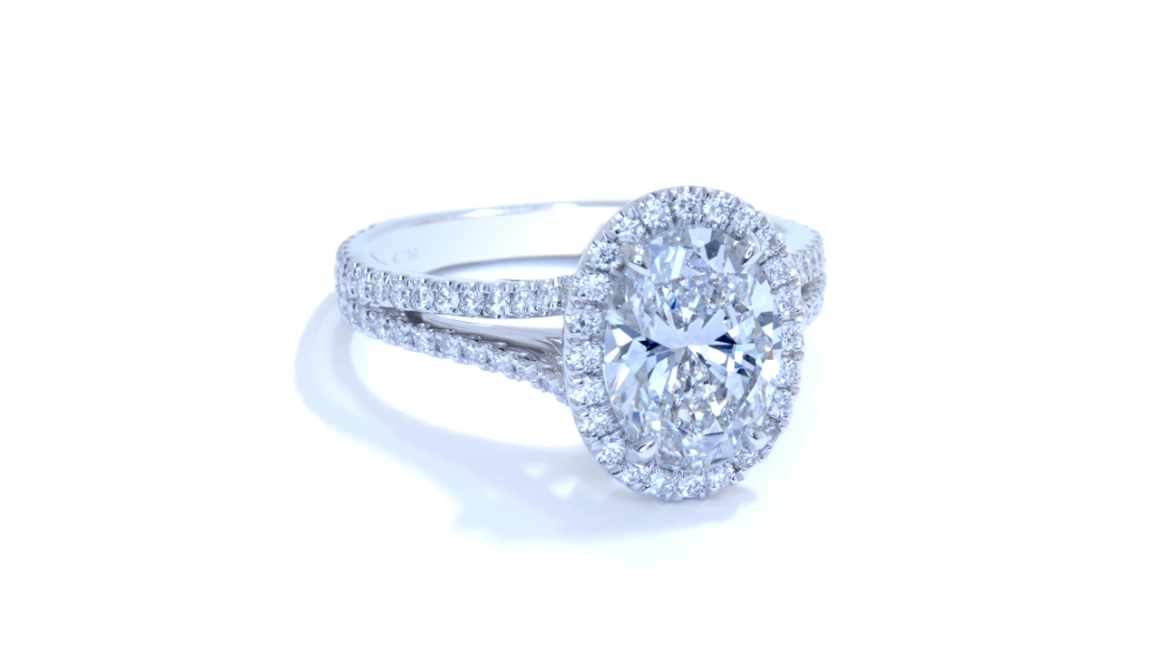 ja8609_lgd2712 - 2ct Oval Halo Diamond Engagement Ring at Ascot Diamonds