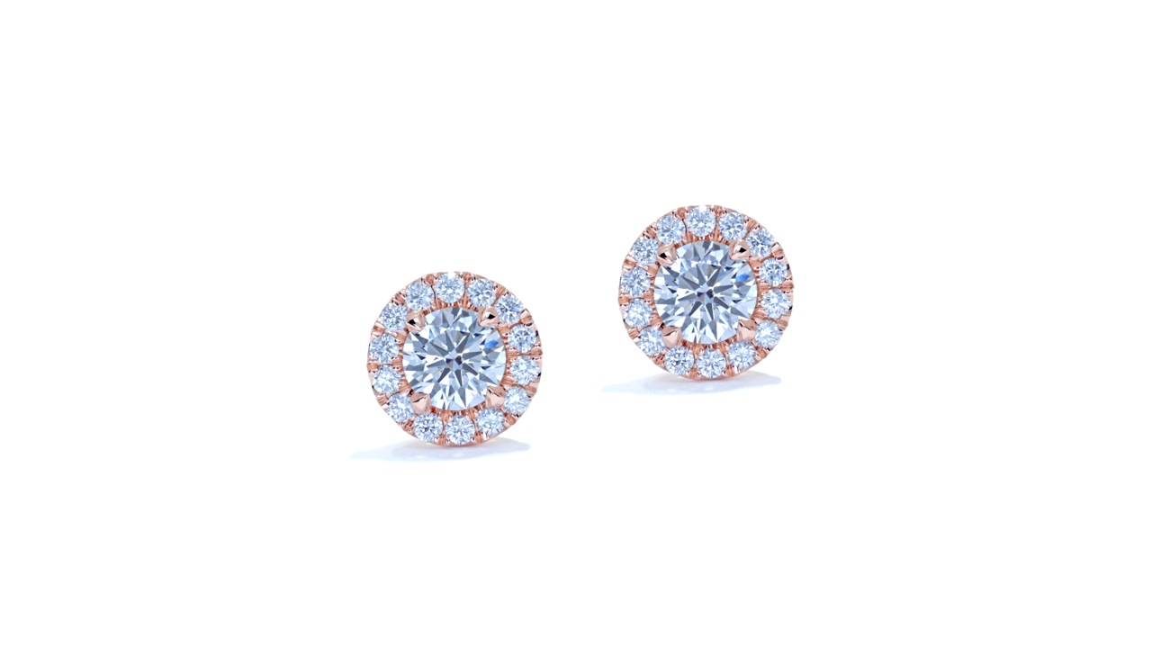ja8854 - Rose Gold Halo Earrings 0.64 ctw at Ascot Diamonds