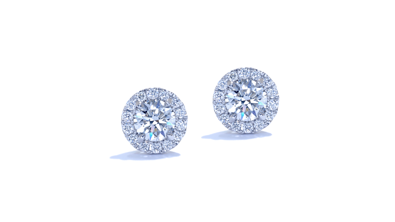 ja8857 - Round Halo Earrings 0.74 ct. tw. (in 18k white gold) at Ascot Diamonds