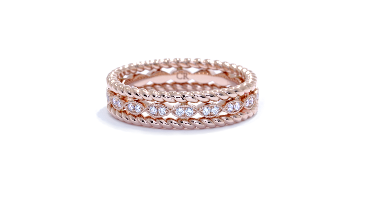 ja8930 - Rose Gold Vintage Wedding Ring 0.21 ct. tw. (in 18k rose gold) at Ascot Diamonds
