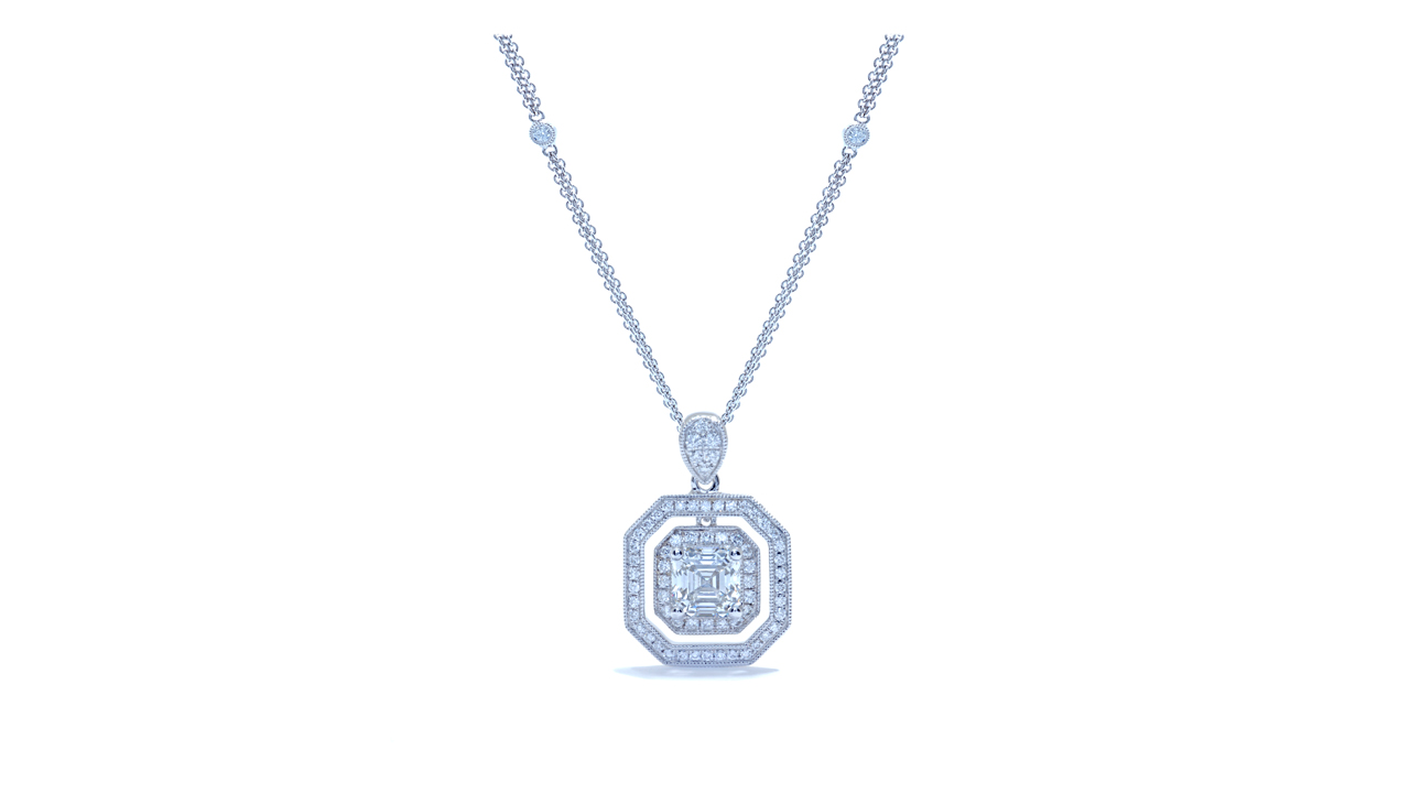 ja9068 - Asscher Cut Diamond Pendant 1.06 ct. tw. (in 18k white gold) at Ascot Diamonds