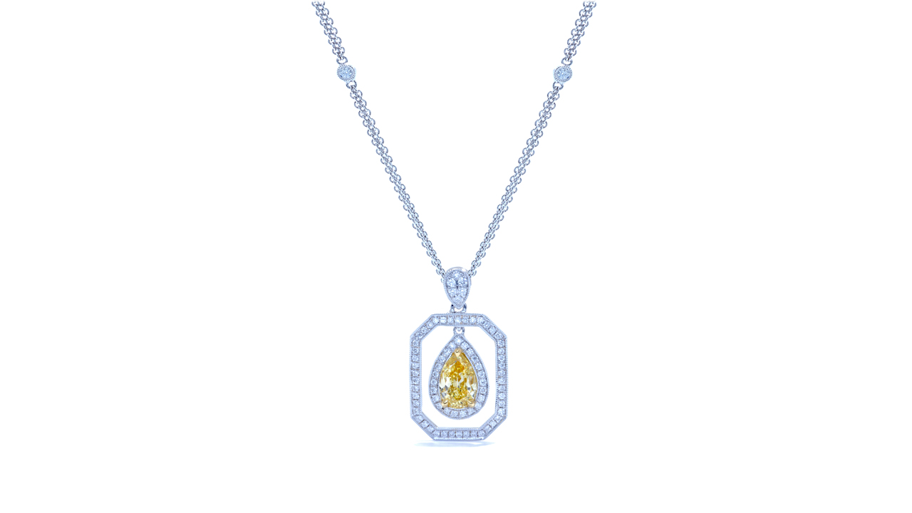 ja9070 - Fancy Color Pear Shaped Diamond Pendant at Ascot Diamonds
