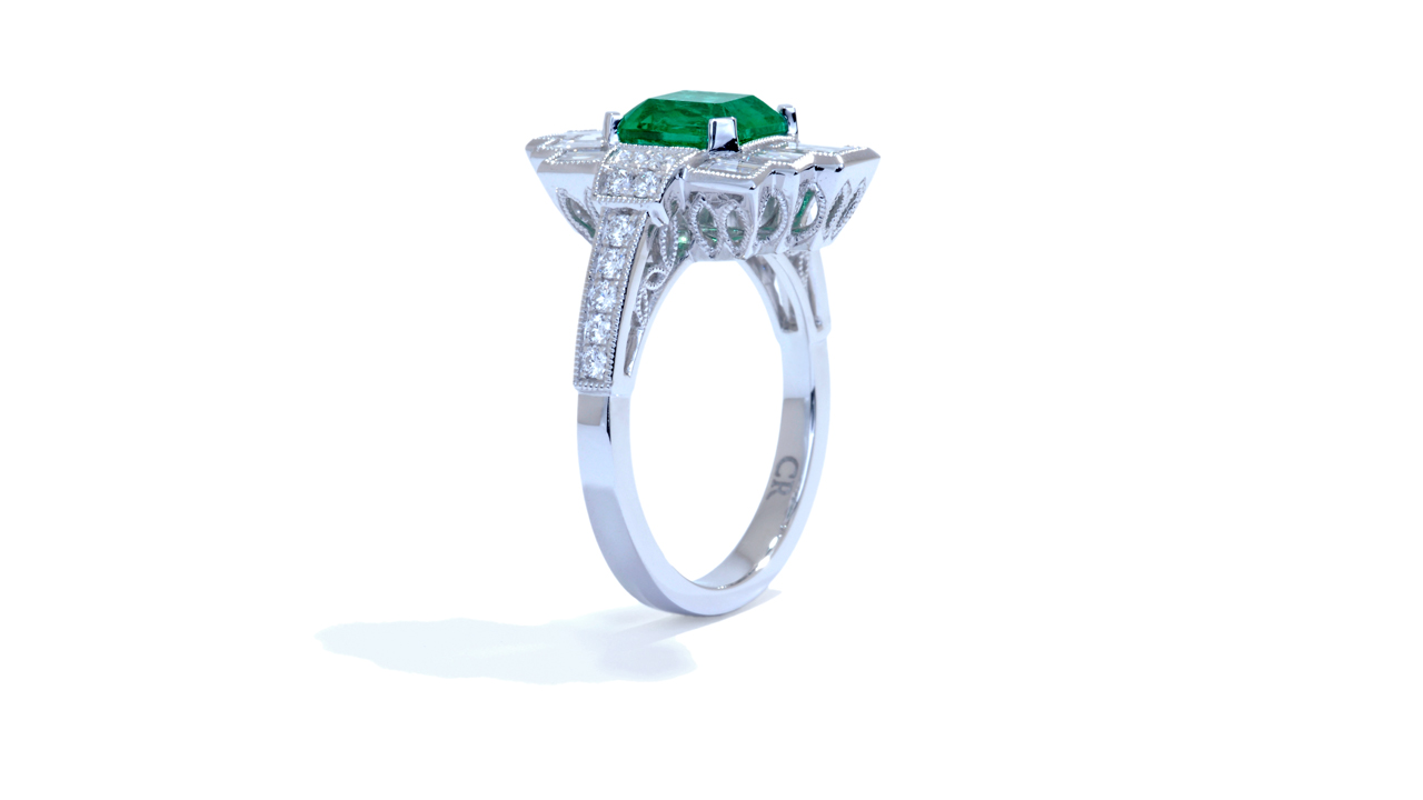 ja9412_d3013 - 1.59 ct Green Emerald Cut Art-Deco Ring at Ascot Diamonds