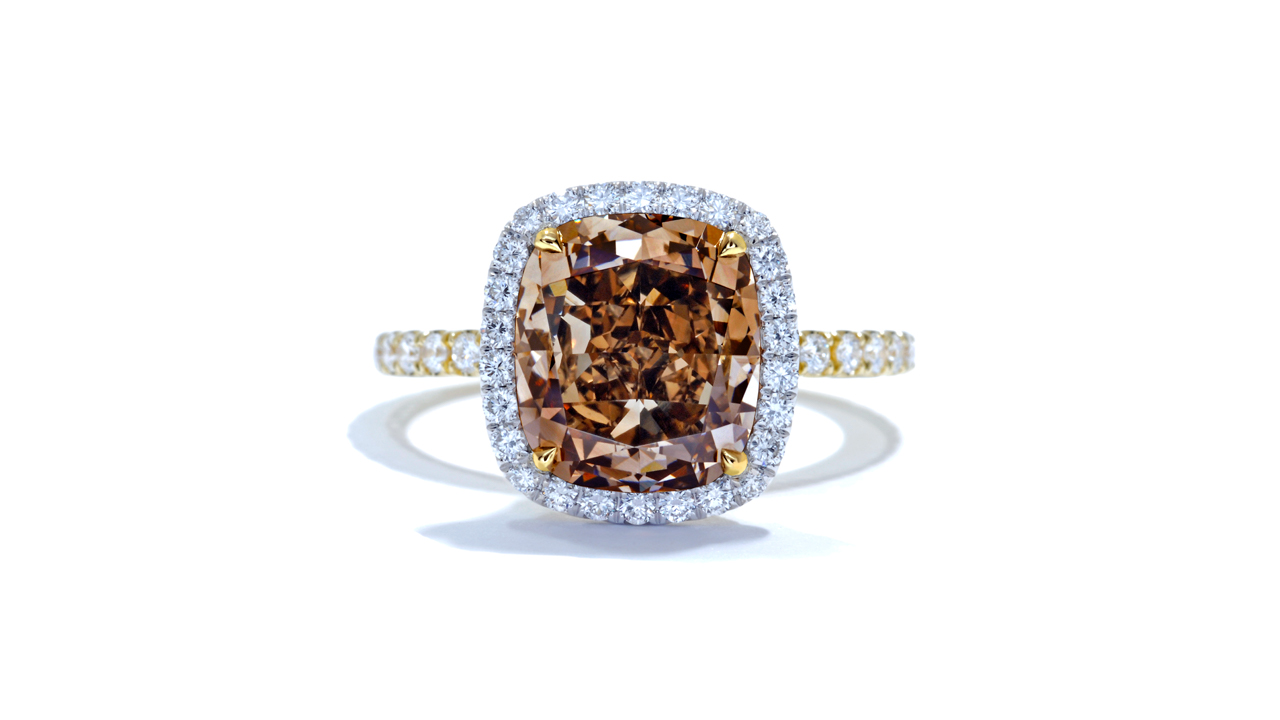 ja9871_d4035 - Natural Cushion Cut Champagne Diamond Ring at Ascot Diamonds