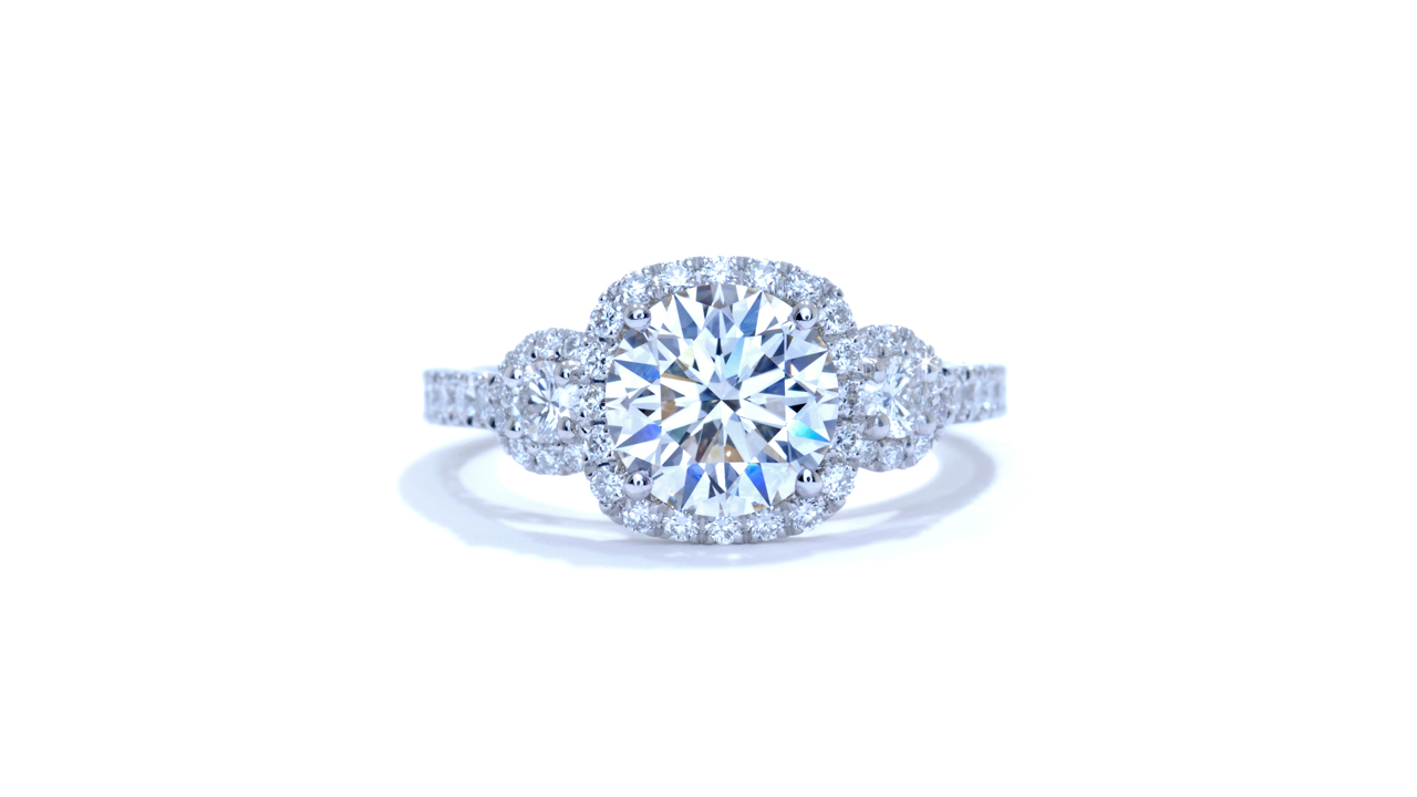 jb5241_d7325 - Modern Three-Stone Halo Engagement Ring at Ascot Diamonds