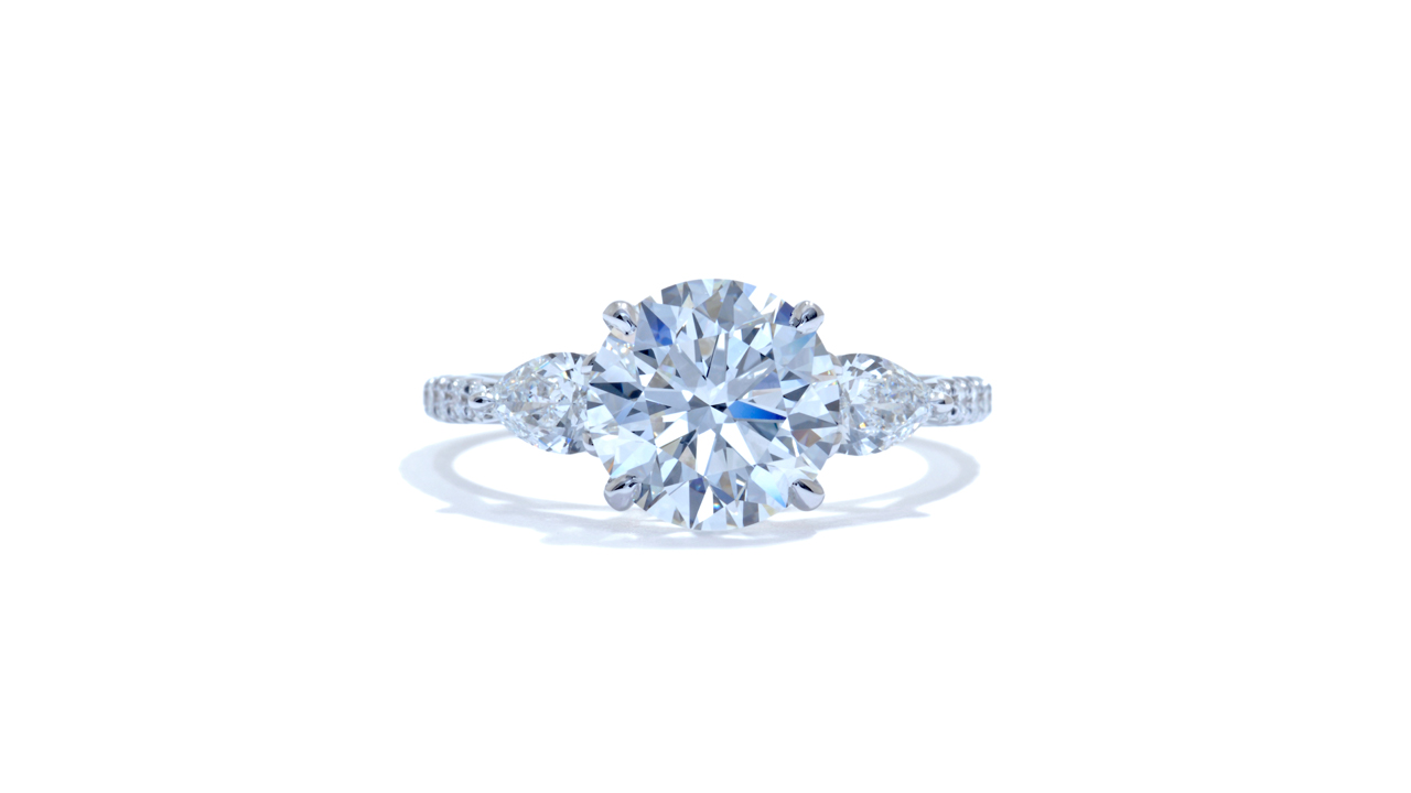 jb5767_lgd1451 - Round and Pear side stones Diamond Ring at Ascot Diamonds