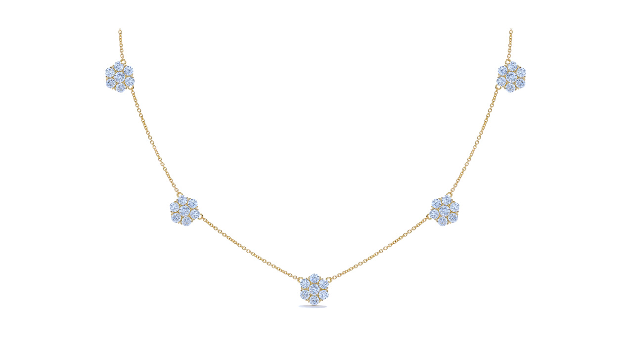 jb5816 - Yellow Gold Florette Diamond Necklace at Ascot Diamonds