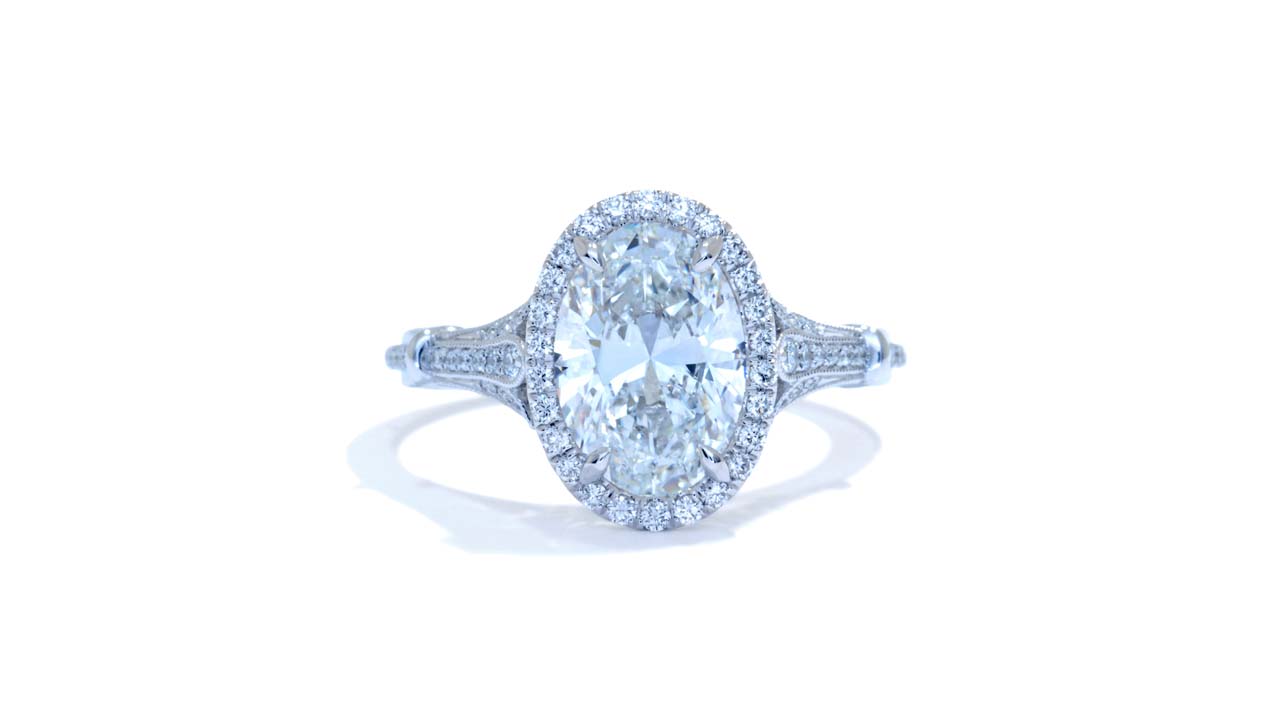 jb6583_lgdp3878 - Vintage Oval Halo Engagement Ring at Ascot Diamonds