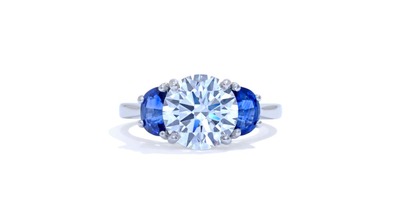 jb6719_lgd1731 - Round Cut Diamond with Half Moon Sapphires at Ascot Diamonds