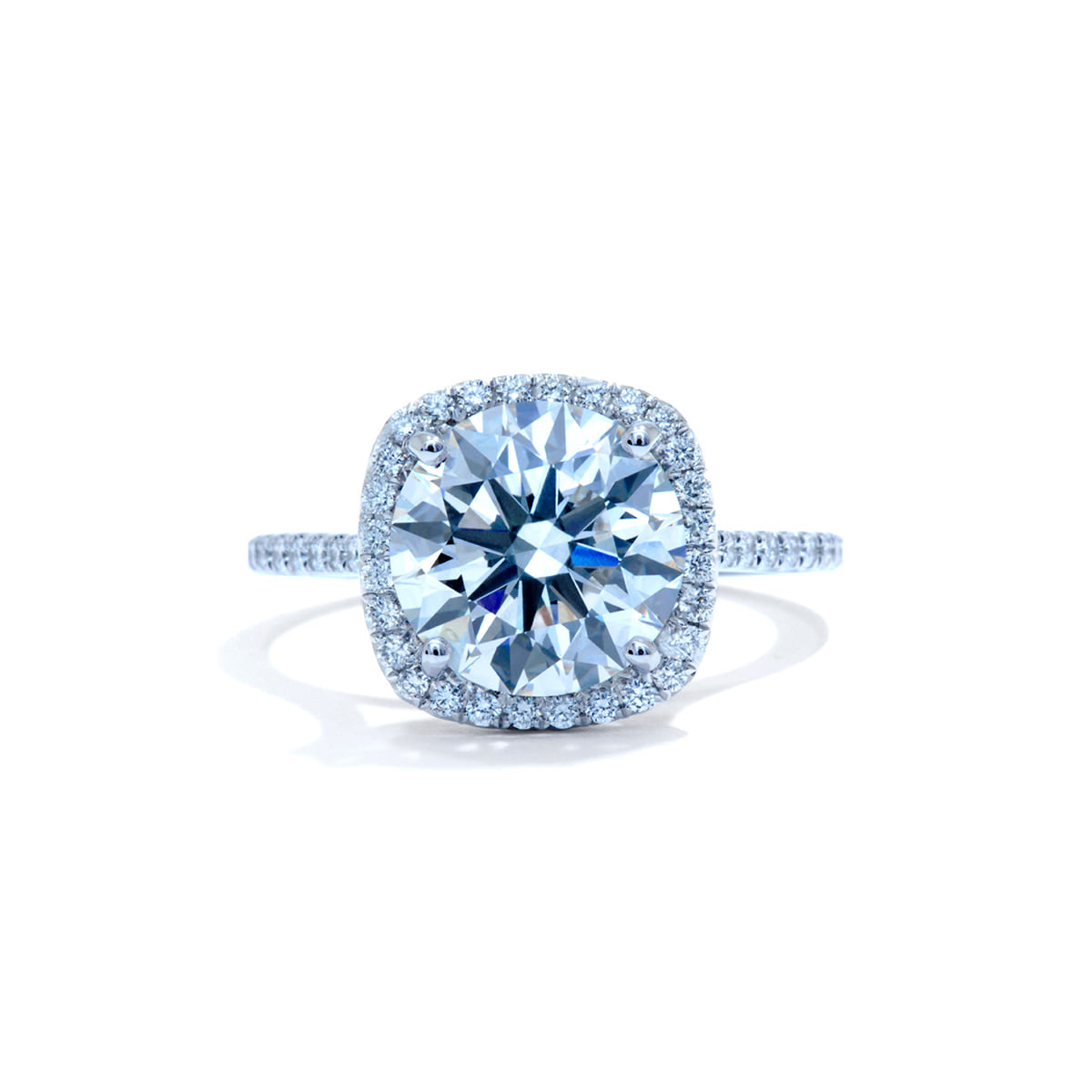 2.80CT Colorless Cushion Brilliant Diamond Halo Engagement Ring GIA  Certified