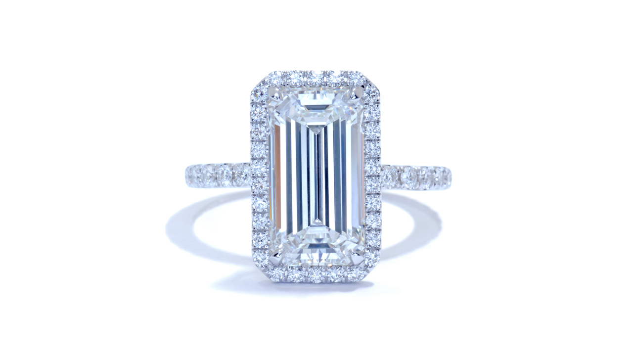 jb8590_lgd2808 - 2.8 carat Emerald Cut Halo Ring at Ascot Diamonds