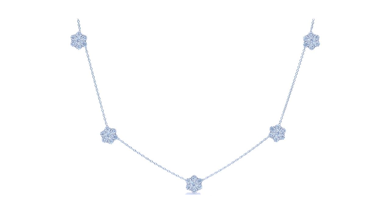 jc1566 - Diamond Flower Necklace | 18k White Gold at Ascot Diamonds