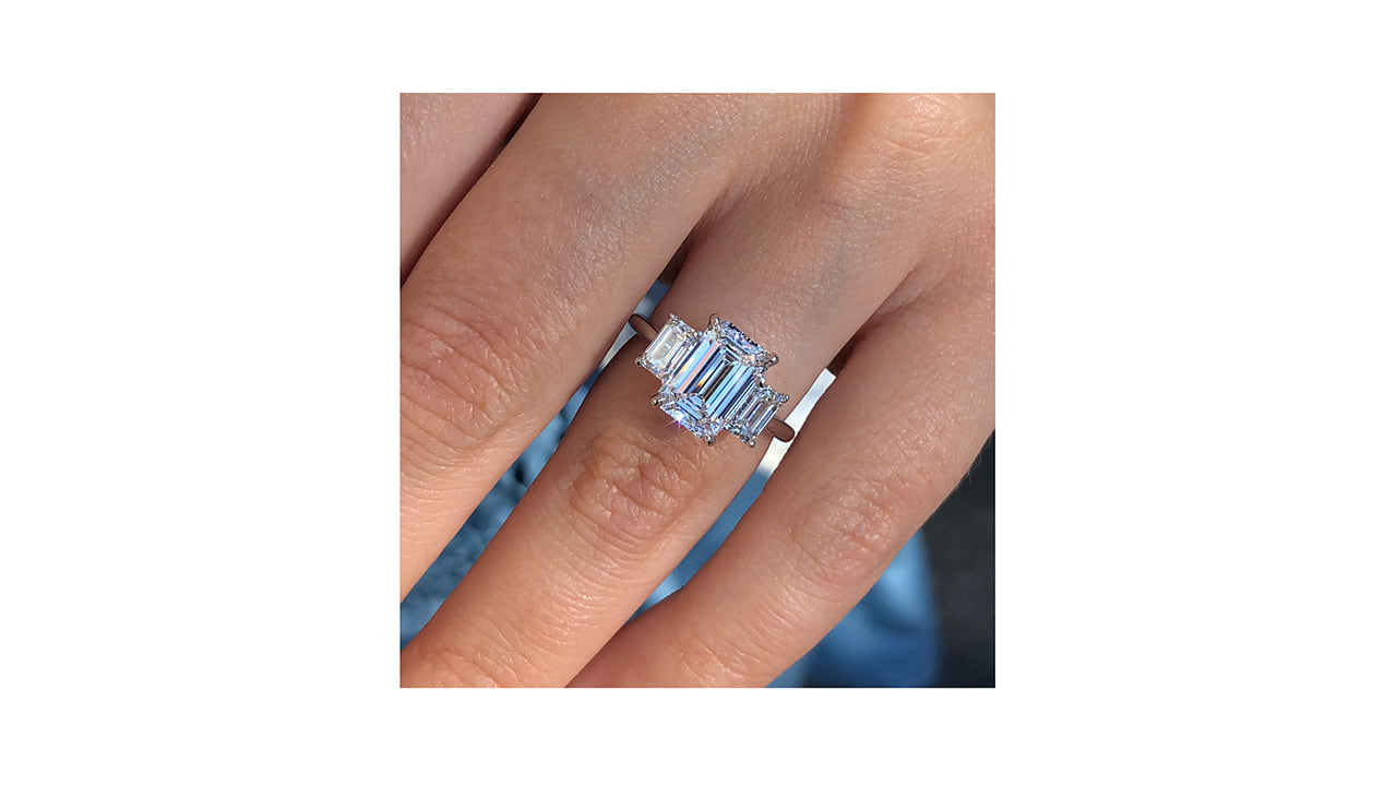 jc7418_lgdp3763 - Emerald Cut Tri Stone Engagement Ring 2.4ct at Ascot Diamonds