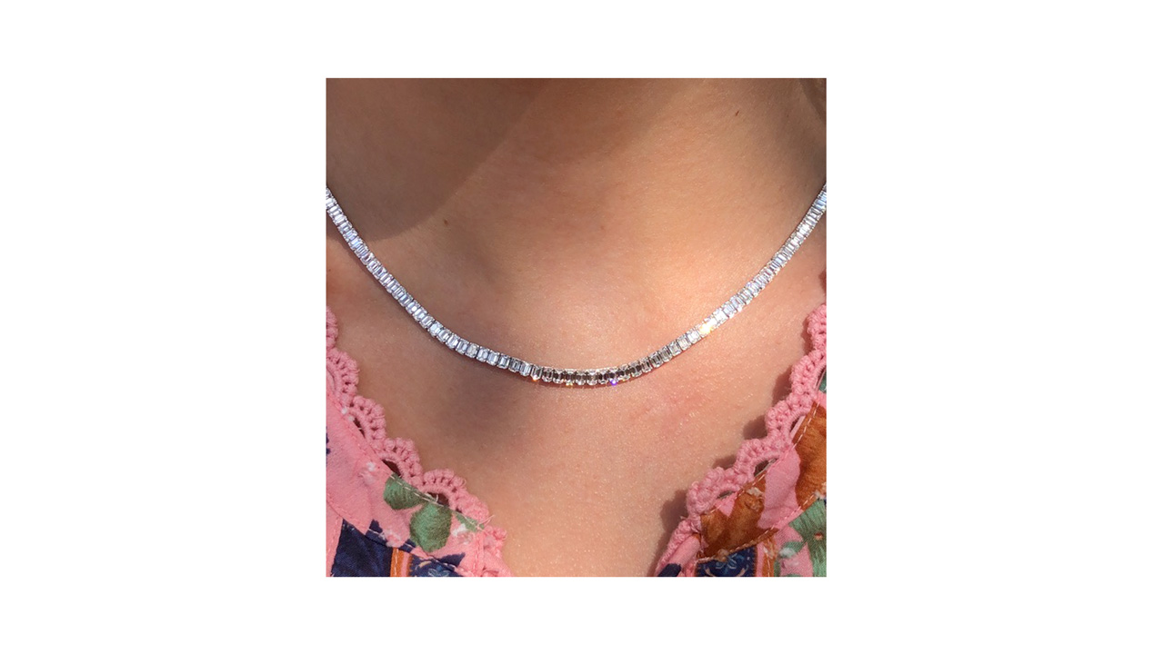 jc7425 - Emerald Cut Petite Diamond Tennis Necklace at Ascot Diamonds