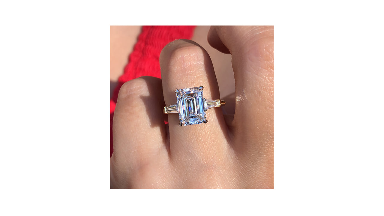 jc7870_lgdp4523 - 3.7ct Emerald Cut Tri Stone Engagement Ring at Ascot Diamonds